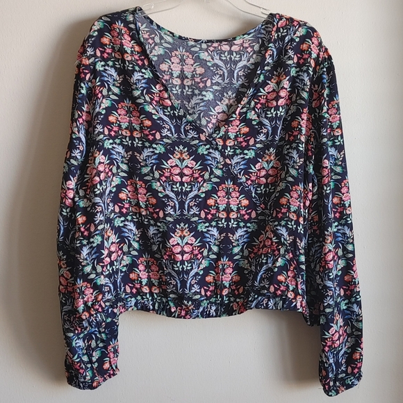 LOFT Floral Trellis Paisley Wrap Back Top Xlarge XL - Picture 8 of 10